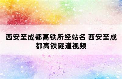 西安至成都高铁所经站名 西安至成都高铁隧道视频